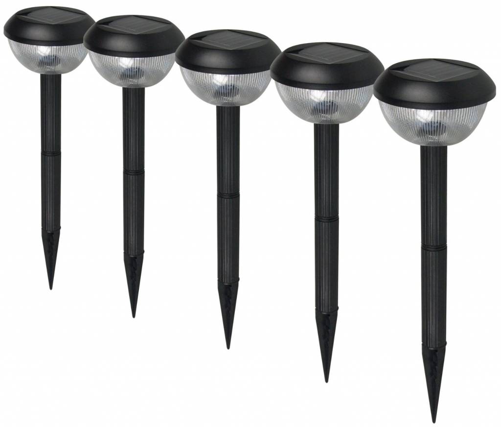 Ranex Lucera Solar LED Tuinlamp op Spies 5 Set Black
