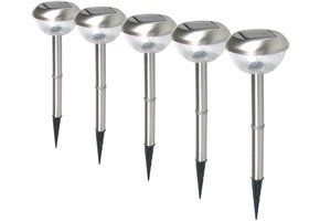 Ranex Lucera Solar LED Tuinlamp op Spies 5 Set Geborsteld RVS