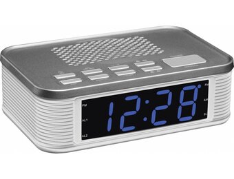 Balance Time Blue LED PLL AM/FM Wekkerradio - Silver