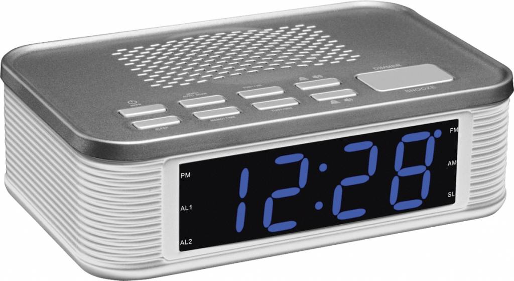 Balance Time Blue LED PLL AM/FM Wekkerradio - Silver