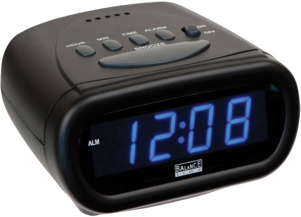 Balance Time Blue LED Wekker - Black