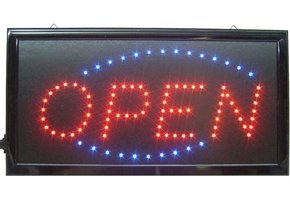 Blue/Red LED Bord Open met Knipperlicht