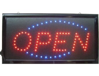 Blue/Red LED Bord Open met Knipperlicht
