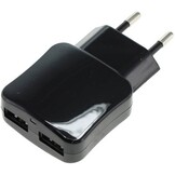 Blue LED USB-oplader 2-poorts 2.1A - Black
