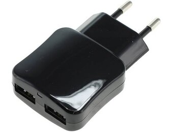 Blue LED USB-oplader 2-poorts 2.1A - Black