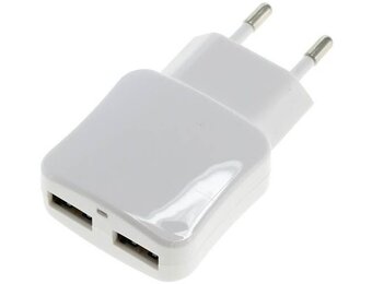 Blue LED USB-oplader 2-poorts 2.1A - White