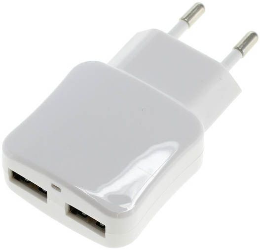 Blue LED USB-oplader 2-poorts 2.1A - White