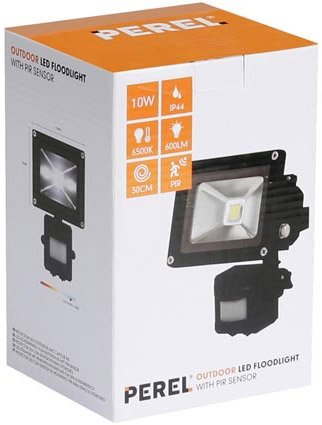 Perel LEDA3001CW-BP COB 6500K LED Lamp met Bewegingssensor 10 W - Black