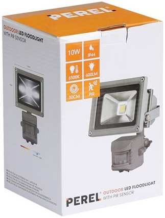 Perel LEDA3001CW-GP COB 6500K LED Lamp met Bewegingssensor 10 W - Grey