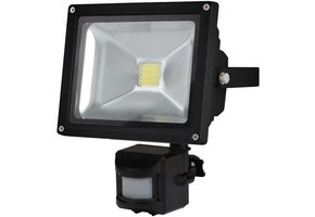 Perel LEDA3002CW-BP COB 6500K LED Lamp met Bewegingssensor 20 W - Black