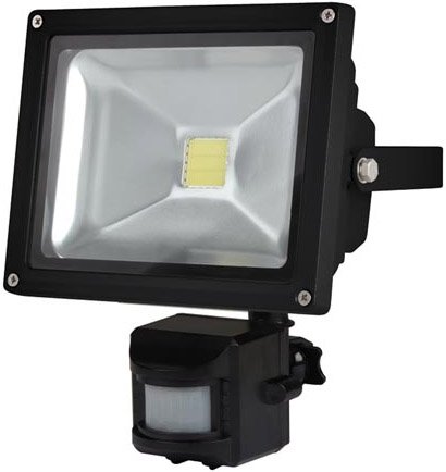 Perel LEDA3002CW-BP COB 6500K LED Lamp met Bewegingssensor 20 W - Black