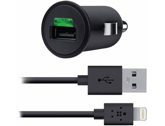 Belkin 2.1A Car Charger + Lightning ChargeSync Cable for iPhone 5 - Black