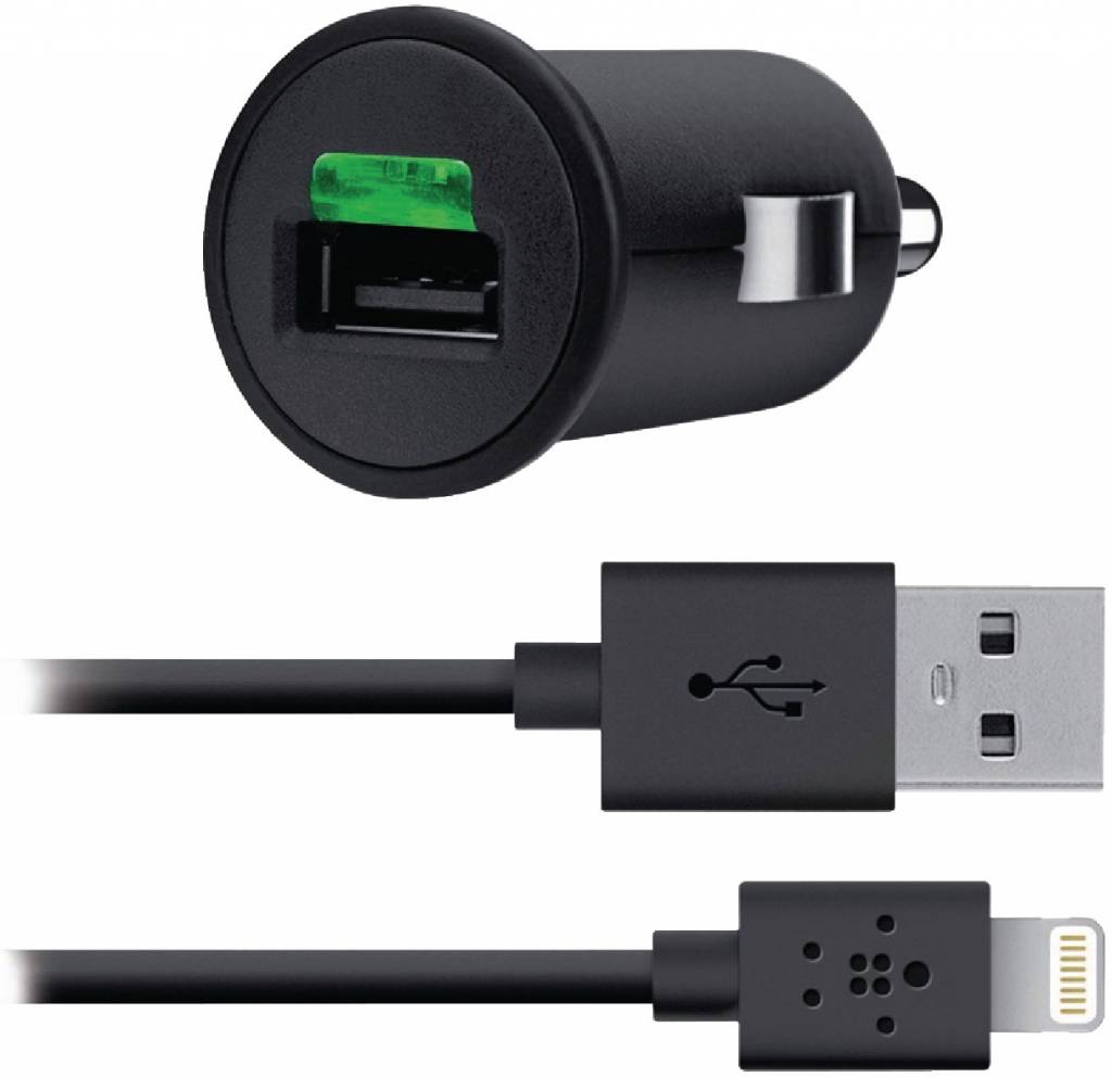 Belkin 2.1A Car Charger + Lightning ChargeSync Cable for iPhone 5 - Black