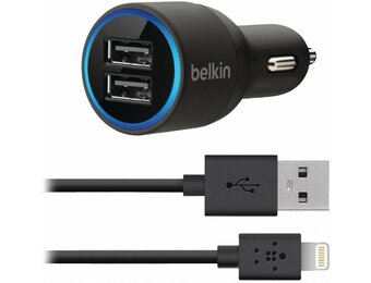 Belkin Dual Autolader 2,1A en Lightning/USB-kabel - Black