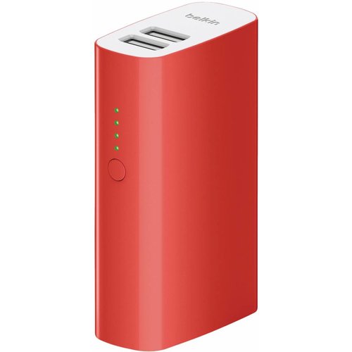 Belkin Belkin Mixit LED Powerbank 4000 mAh Dual USB - Red Belkin Belkin Mixit LED Powerbank 4000 mAh Dual USB - Red