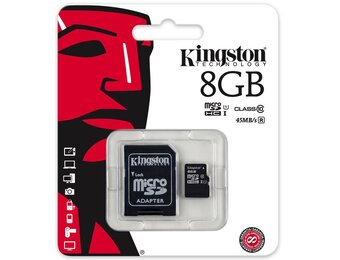 Kingston MicroSDHC  8GB Geheugenkaart + Adapter - Class 10