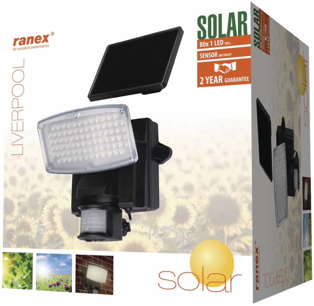 Ranex Liverpool Solar Wandlamp met Bewegingsmelder - kopen? LEDClear.nl