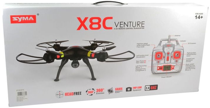 Syma X8C Venture LED Quadcopter met 720p HD Camera - Zwart