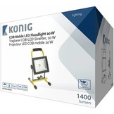 Konig Mobiele COB LED-bouwlamp 20 W - Zwart / Geel