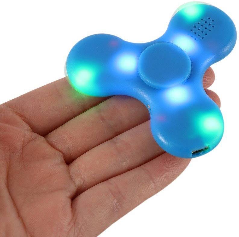 Bluetooth LED Speaker Fidget Hand Spinner - Mat Blauw
