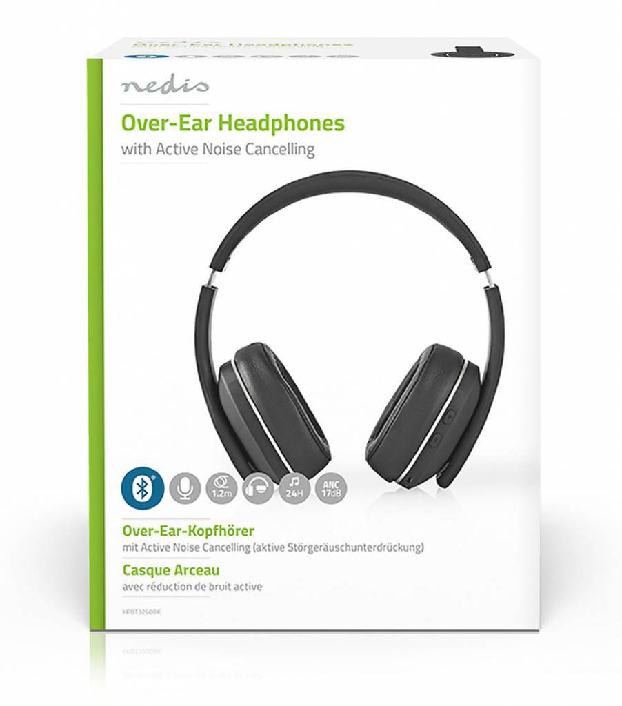 Nedis HPBT3260BK Over-ear Bluetooth Koptelefoon - Zwart/Grijs