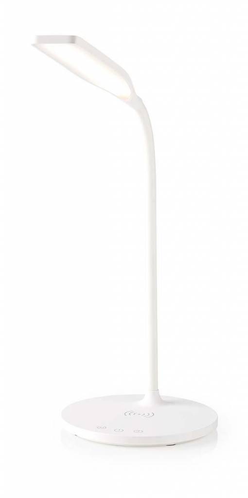 Nedis LTLGQ3M1WT Touch LED Tafellamp met Draadloze Qi Oplader - Wit