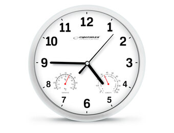 Esperanza Lyon Wandklok met Thermometer en Hygrometer - Wit