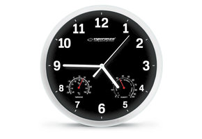 Esperanza Lyon Wandklok met Thermometer en Hygrometer - Zwart