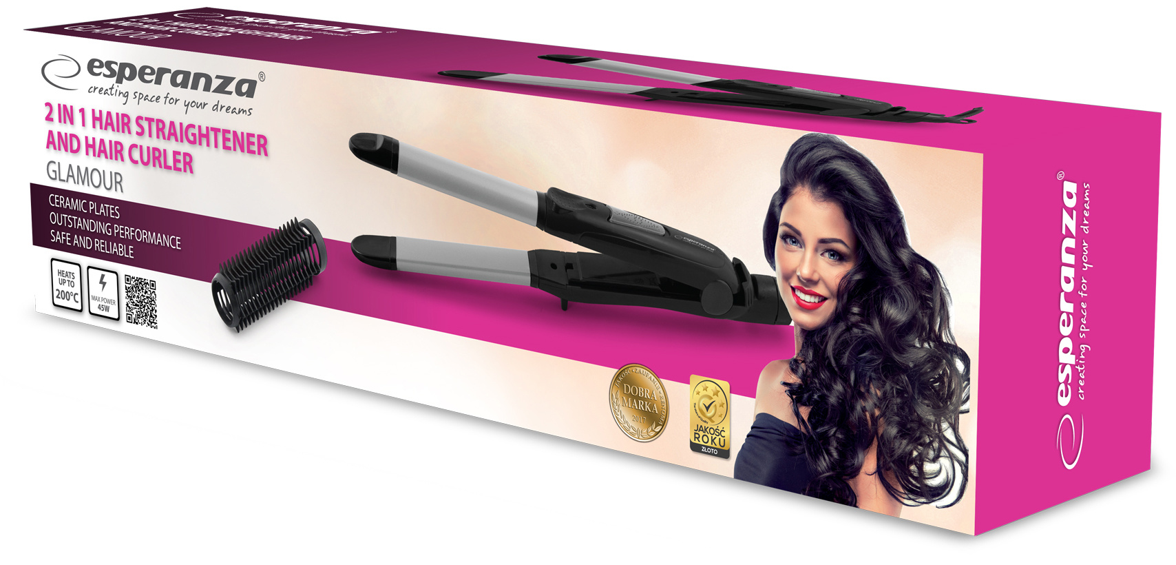 Esperanza Glamour 2-in-1 Stijltang en Krultang