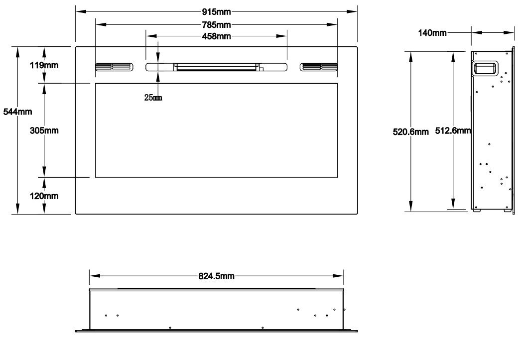 Aflamo Majestic 36 Zwart LED Inbouwhaard Elektrische - 92cm