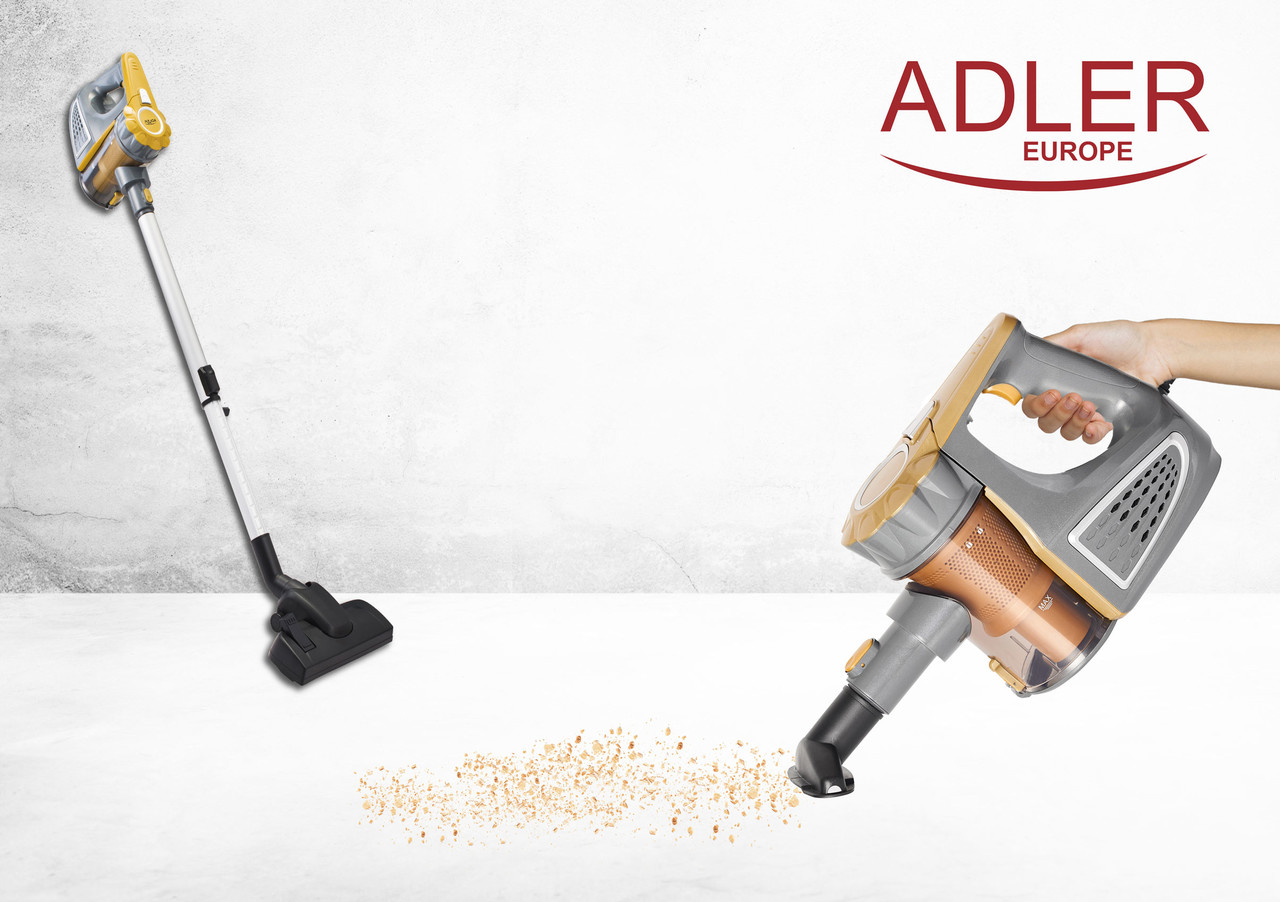 Adler Aspirapolvere Scopa 7036w 800W, Senza Sacco, Colore Bianco/nero/acciaio, Altezza 120 Cm, Cavo 5 M, Leggero E Maneggevole