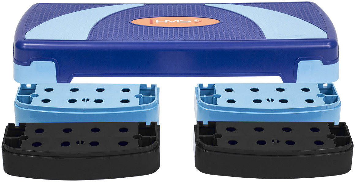 HMS AS004 Aerobic Fitness Stepbank (Blauw, 3-traps, Verstelbaar)