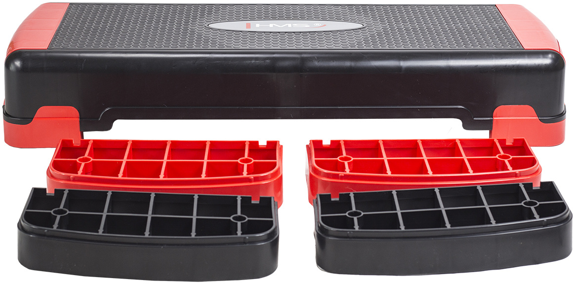 HMS AS005 Aerobic Fitness Stepbank (Rood, 3-traps, Verstelbaar)