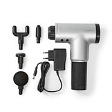 Nedis HCMSG100 Massage Gun (Klop en Compressiemassage, Oplaadbaar, 4 opzetstukken)