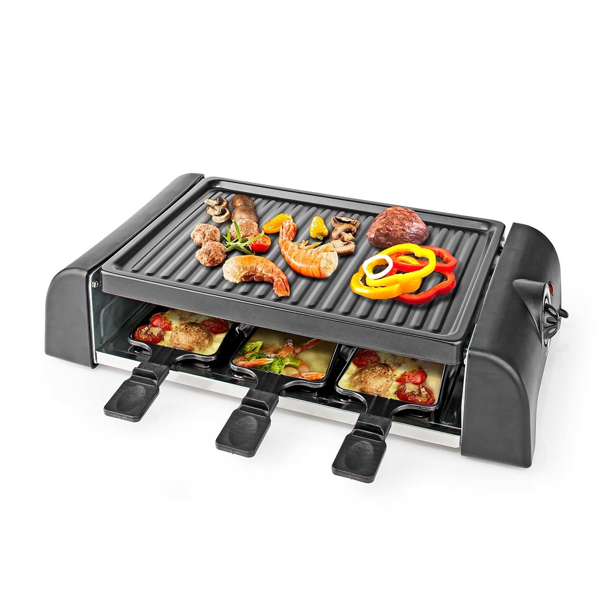 Nedis FCRA220FBK6 Gourmetstel voor 6 personen (Raclette, Grill, 1000W)