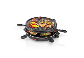 Nedis FCRA200FBK6 Gourmetstel voor 6 personen (Raclette, Grill, 800W)