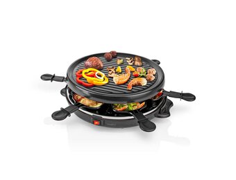 Nedis FCRA200FBK6 Gourmetstel voor 6 personen (Raclette, Grill, 800W)
