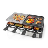 Nedis FCRA300FBK8 Gourmetstel voor 8 personen (Raclette, Steen, Grill, 1400W)