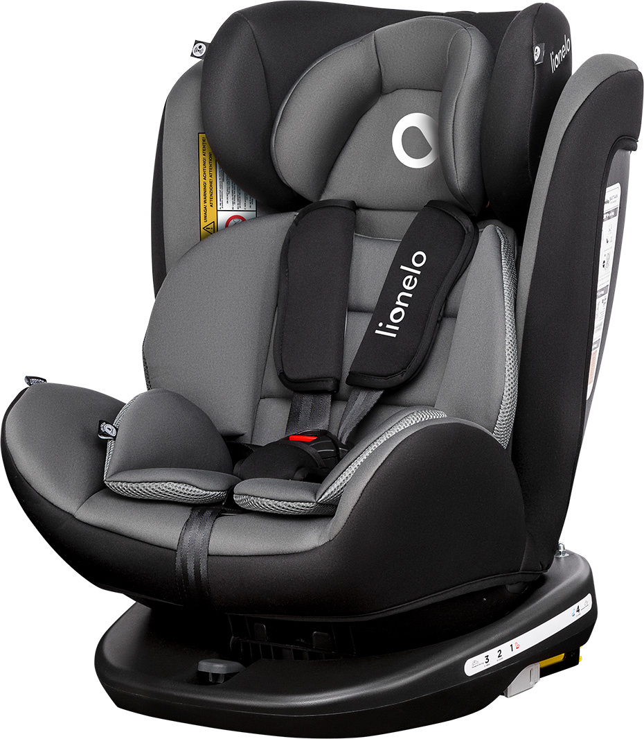 Lionelo Bastiaan Autostoel (Zwart-grijs, Isofix, 360°, 0-36 kg)
