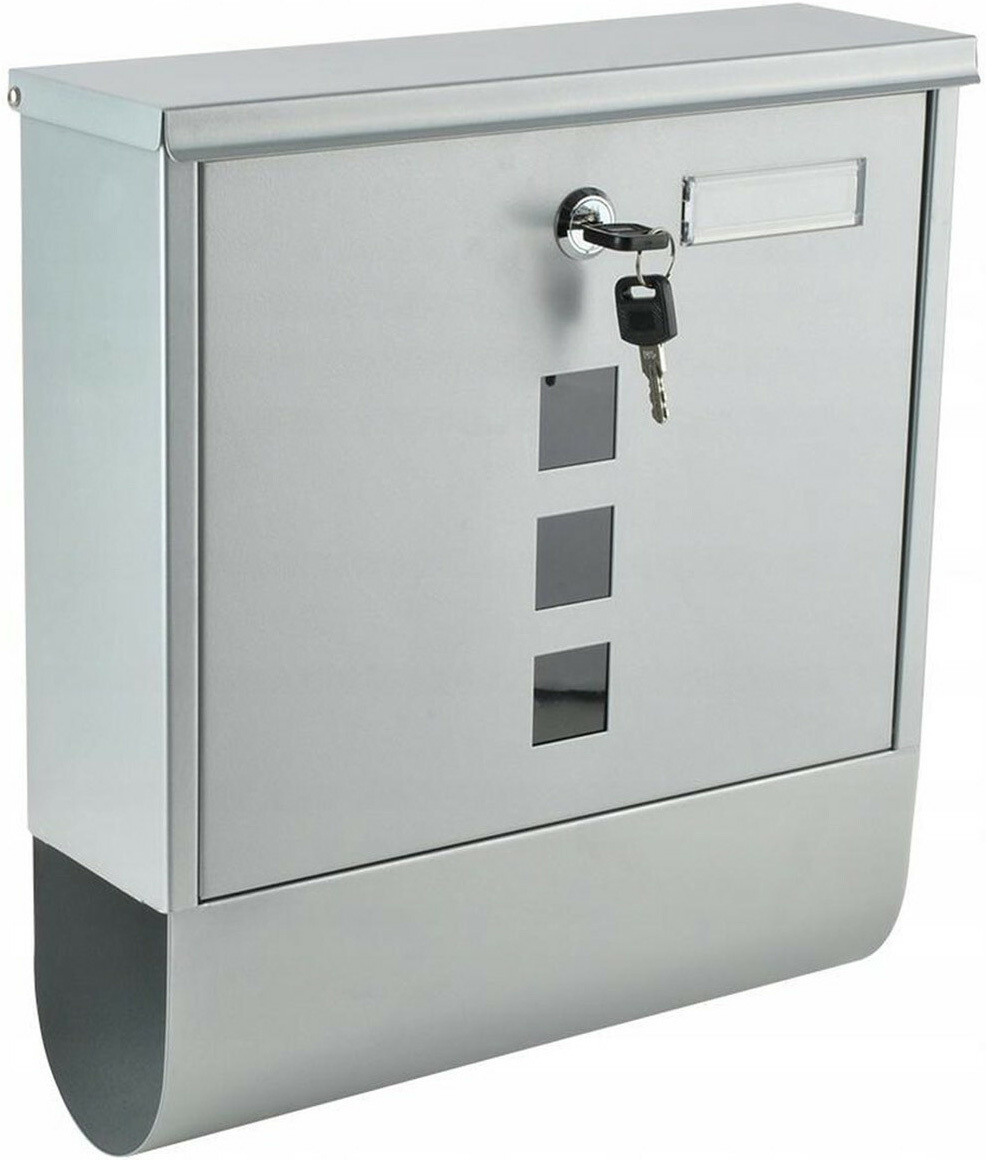 Malatec 1187 Wandbrievenbus met Krantenrol (Zilver, 2 sleutels)