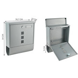 Malatec 1187 Wandbrievenbus met Krantenrol (Zilver, 2 sleutels)