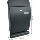 Malatec 12329 Wandbrievenbus met Krantenrol - Antraciet