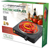 Esperanza Etna Elektrische Kookplaat (Zwart, 1000W)