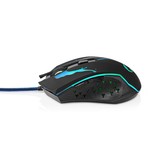 Nedis GMWD210BK Gaming Muis 1.5 meter (USB, 6-knops, 1200-3600 DPI, LED)