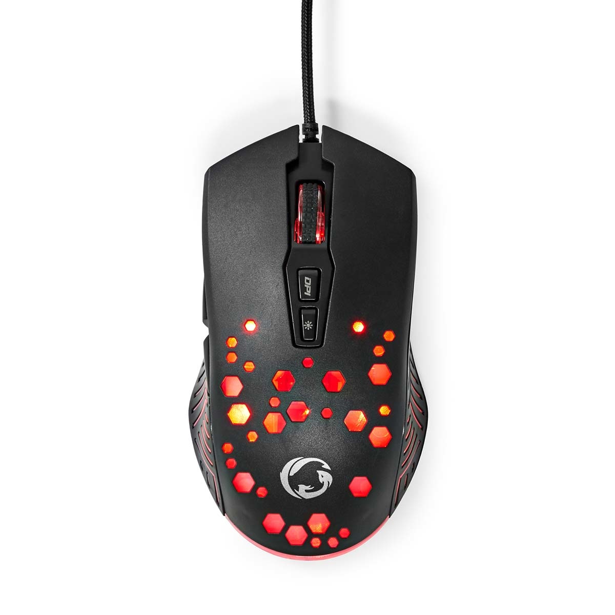 Nedis GMWD410BK Gaming Muis 1.5 meter (USB, 7-knops, 1200-7200 DPI, LED)