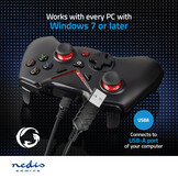 Nedis GGPD110BK Draadloze Gaming Controller (Geschikt voor PC, USB gevoed)