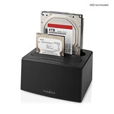 Nedis HDDUDB3210BK Docking Station voor 2x HDD/SSD (USB 3.2 Gen1, SATA III, Kloonfunctie)