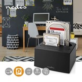 Nedis HDDUDB3210BK Docking Station voor 2x HDD/SSD (USB 3.2 Gen1, SATA III, Kloonfunctie)
