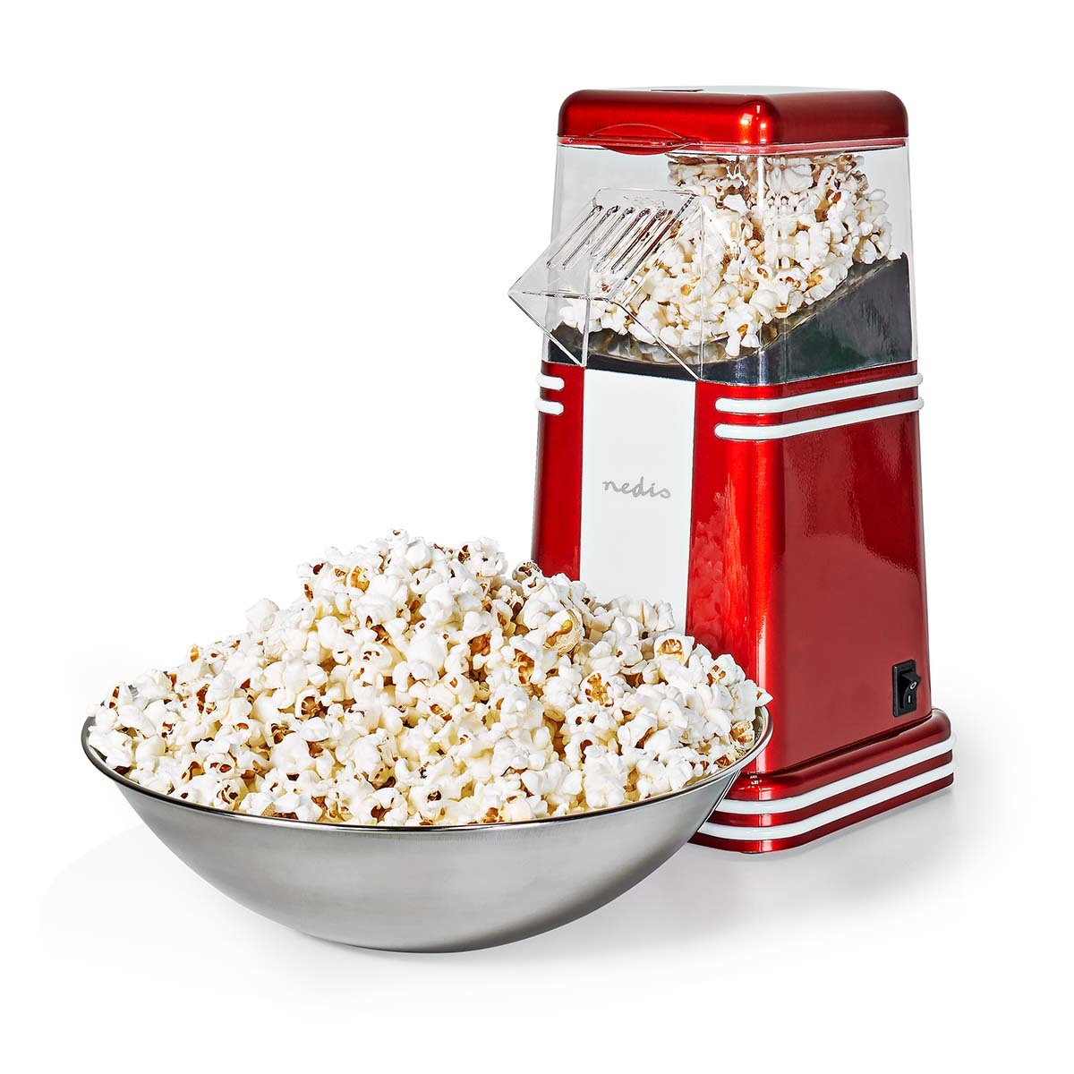 Nedis FCPC100RD Popcornmachine (Hetelucht, Zonder olie, Klaar in 3 min, 1200W)