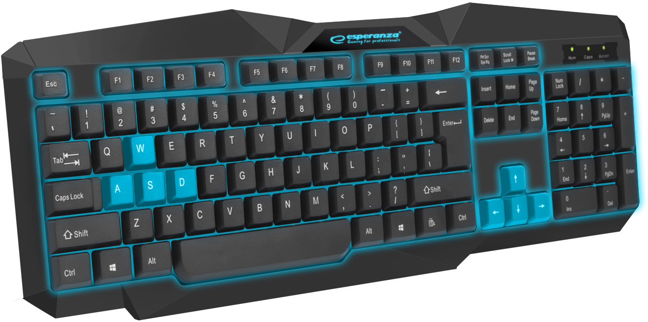 Esperanza Tirionos Gaming Toetsenbord (Qwerty, Bedraad via USB, Blauw)